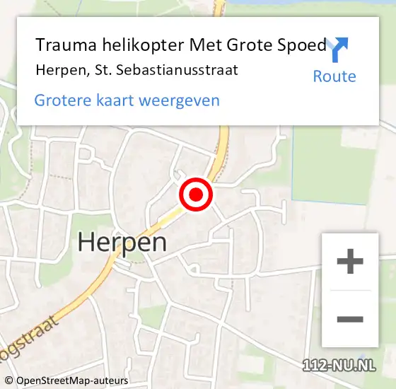 Locatie op kaart van de 112 melding: Trauma helikopter Met Grote Spoed Naar Herpen, St. Sebastianusstraat op 10 april 2022 17:26