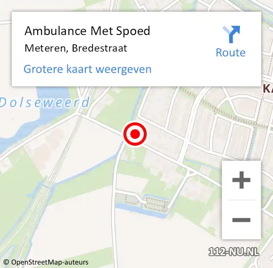 Locatie op kaart van de 112 melding: Ambulance Met Spoed Naar Meteren, Bredestraat op 10 april 2022 17:29