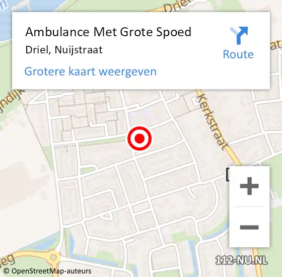 Locatie op kaart van de 112 melding: Ambulance Met Grote Spoed Naar Driel, Nuijstraat op 10 april 2022 17:38