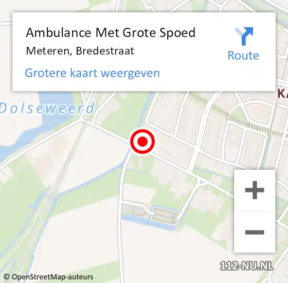 Locatie op kaart van de 112 melding: Ambulance Met Grote Spoed Naar Meteren, Bredestraat op 10 april 2022 17:40