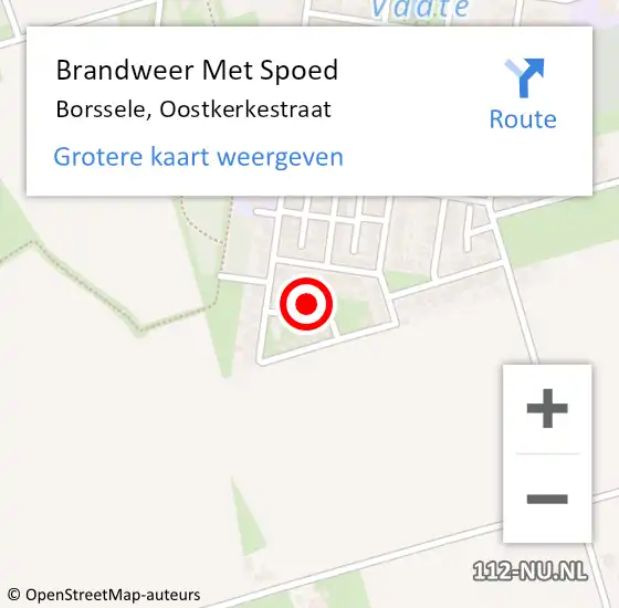 Locatie op kaart van de 112 melding: Brandweer Met Spoed Naar Borssele, Oostkerkestraat op 10 april 2022 17:43