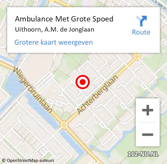 Locatie op kaart van de 112 melding: Ambulance Met Grote Spoed Naar Uithoorn, A.M. de Jonglaan op 10 april 2022 17:49