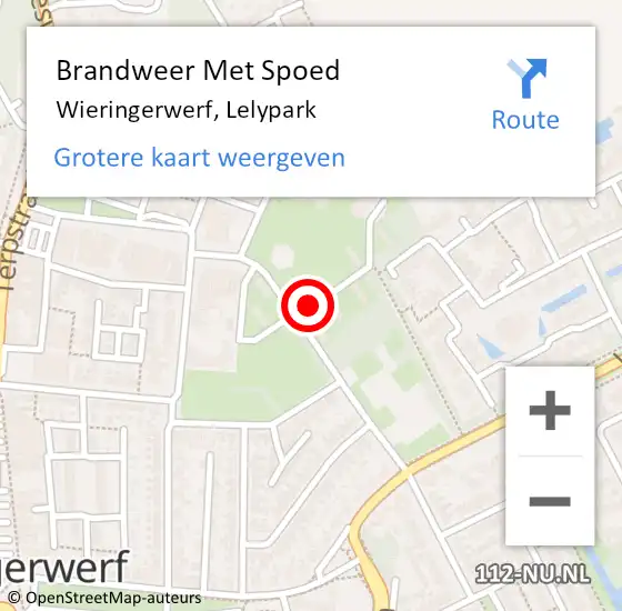 Locatie op kaart van de 112 melding: Brandweer Met Spoed Naar Wieringerwerf, Lelypark op 10 april 2022 18:19