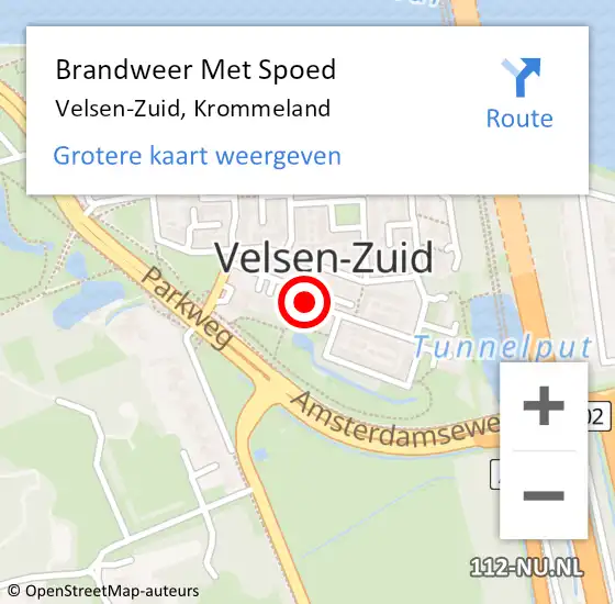 Locatie op kaart van de 112 melding: Brandweer Met Spoed Naar Velsen-Zuid, Krommeland op 10 april 2022 18:27