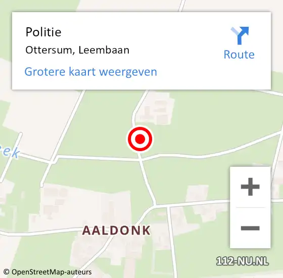 Locatie op kaart van de 112 melding: Politie Ottersum, Leembaan op 10 april 2022 18:40