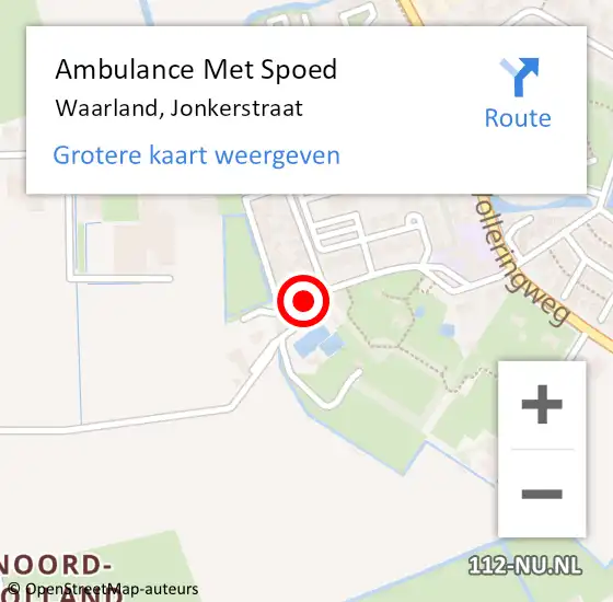 Locatie op kaart van de 112 melding: Ambulance Met Spoed Naar Waarland, Jonkerstraat op 10 april 2022 18:42