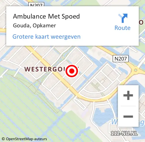 Locatie op kaart van de 112 melding: Ambulance Met Spoed Naar Gouda, Opkamer op 10 april 2022 19:12