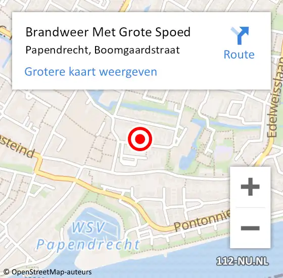 Locatie op kaart van de 112 melding: Brandweer Met Grote Spoed Naar Papendrecht, Boomgaardstraat op 10 april 2022 19:20