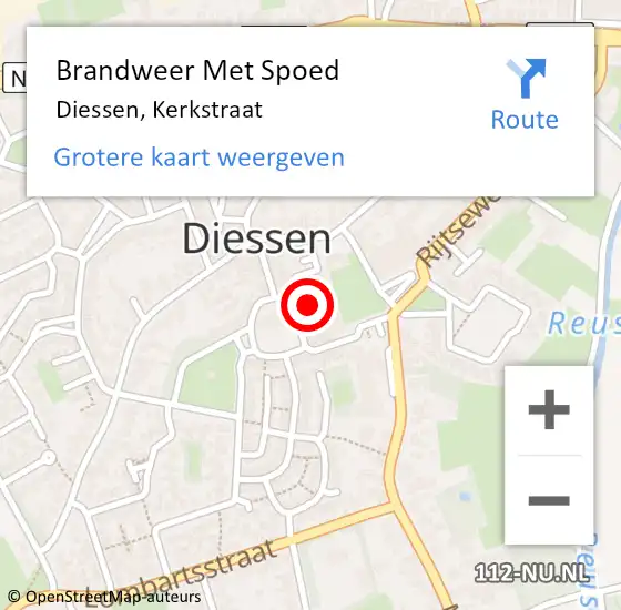 Locatie op kaart van de 112 melding: Brandweer Met Spoed Naar Diessen, Kerkstraat op 10 april 2022 19:23