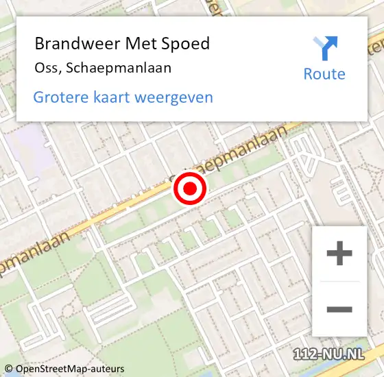 Locatie op kaart van de 112 melding: Brandweer Met Spoed Naar Oss, Schaepmanlaan op 10 april 2022 19:29