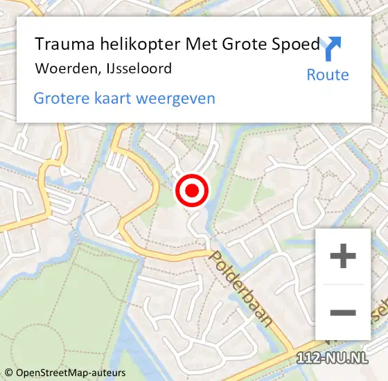 Locatie op kaart van de 112 melding: Trauma helikopter Met Grote Spoed Naar Woerden, IJsseloord op 10 april 2022 19:34