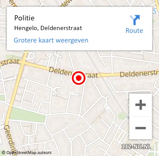 Locatie op kaart van de 112 melding: Politie Hengelo, Deldenerstraat op 10 april 2022 19:47