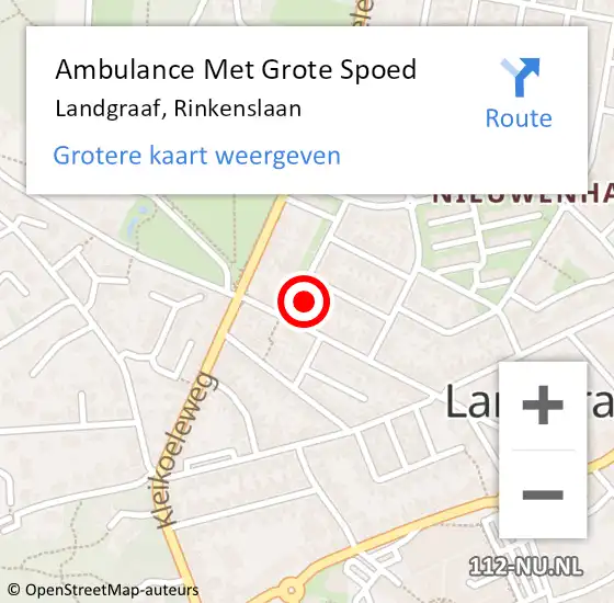 Locatie op kaart van de 112 melding: Ambulance Met Grote Spoed Naar Landgraaf, Rinkenslaan op 14 juli 2014 03:24