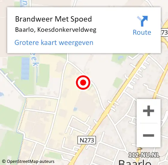 Locatie op kaart van de 112 melding: Brandweer Met Spoed Naar Baarlo, Koesdonkerveldweg op 10 april 2022 20:04