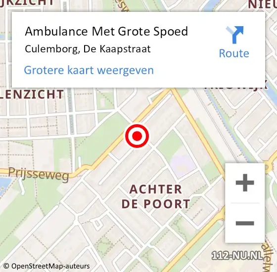 Locatie op kaart van de 112 melding: Ambulance Met Grote Spoed Naar Culemborg, De Kaapstraat op 14 juli 2014 03:32