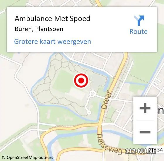 Locatie op kaart van de 112 melding: Ambulance Met Spoed Naar Buren, Plantsoen op 10 april 2022 20:53