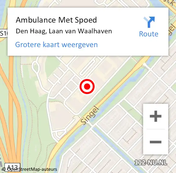Locatie op kaart van de 112 melding: Ambulance Met Spoed Naar Den Haag, Laan van Waalhaven op 10 april 2022 21:09