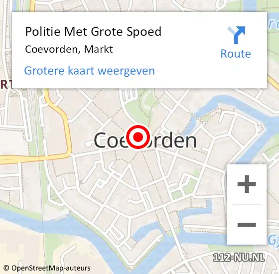 Locatie op kaart van de 112 melding: Politie Met Grote Spoed Naar Coevorden, Markt op 10 april 2022 21:13