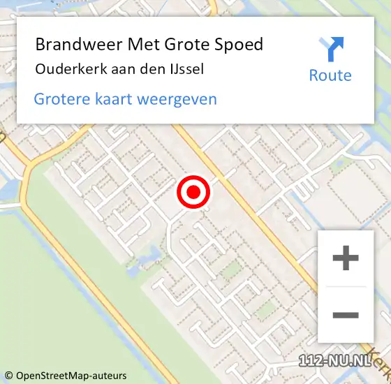 Locatie op kaart van de 112 melding: Brandweer Met Grote Spoed Naar Ouderkerk aan den IJssel op 10 april 2022 21:19