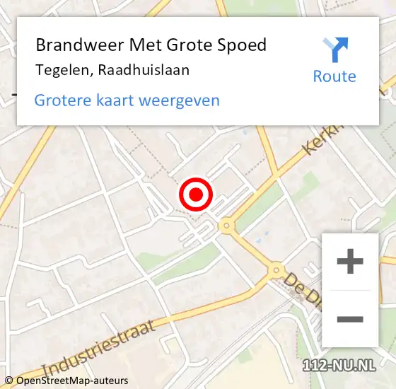 Locatie op kaart van de 112 melding: Brandweer Met Grote Spoed Naar Tegelen, Raadhuislaan op 10 april 2022 21:26