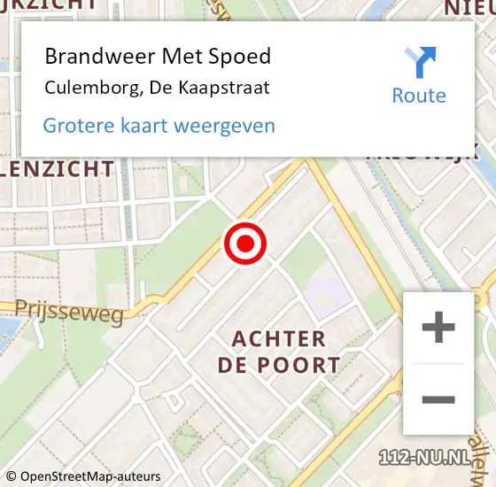 Locatie op kaart van de 112 melding: Brandweer Met Spoed Naar Culemborg, De Kaapstraat op 14 juli 2014 03:51