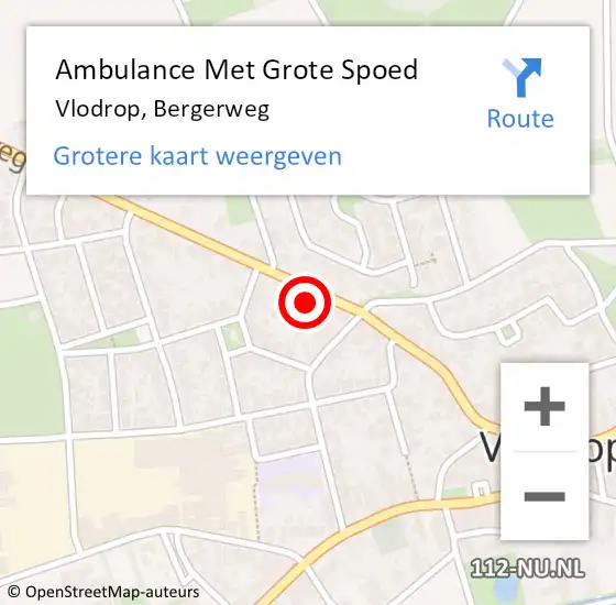 Locatie op kaart van de 112 melding: Ambulance Met Grote Spoed Naar Vlodrop, Bergerweg op 10 april 2022 21:57