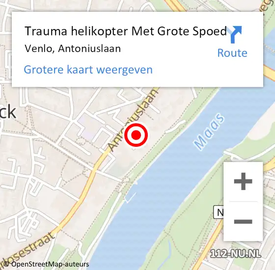 Locatie op kaart van de 112 melding: Trauma helikopter Met Grote Spoed Naar Venlo, Antoniuslaan op 10 april 2022 22:02