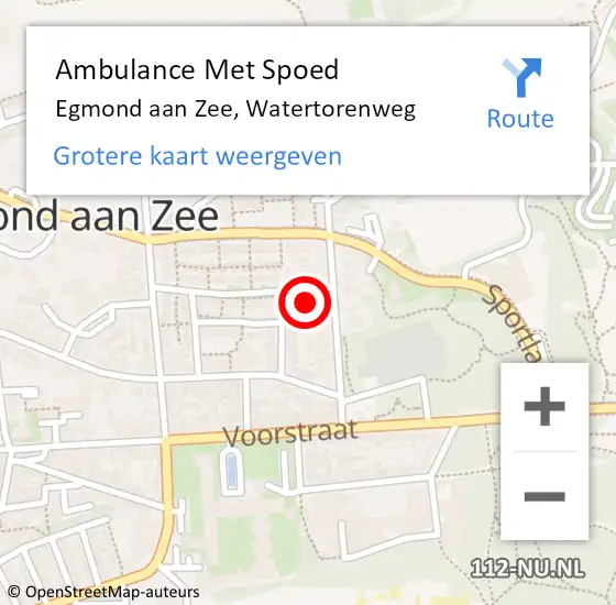 Locatie op kaart van de 112 melding: Ambulance Met Spoed Naar Egmond aan Zee, Watertorenweg op 10 april 2022 22:14