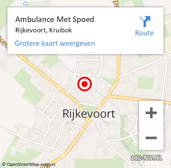 Locatie op kaart van de 112 melding: Ambulance Met Spoed Naar Rijkevoort, Kruibok op 14 juli 2014 03:57