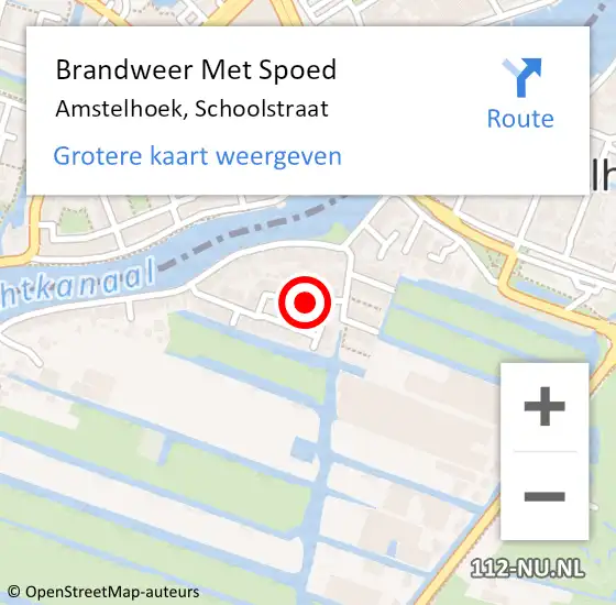 Locatie op kaart van de 112 melding: Brandweer Met Spoed Naar Amstelhoek, Schoolstraat op 10 april 2022 22:20