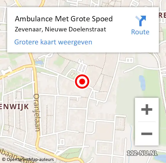 Locatie op kaart van de 112 melding: Ambulance Met Grote Spoed Naar Zevenaar, Nieuwe Doelenstraat op 10 april 2022 22:45