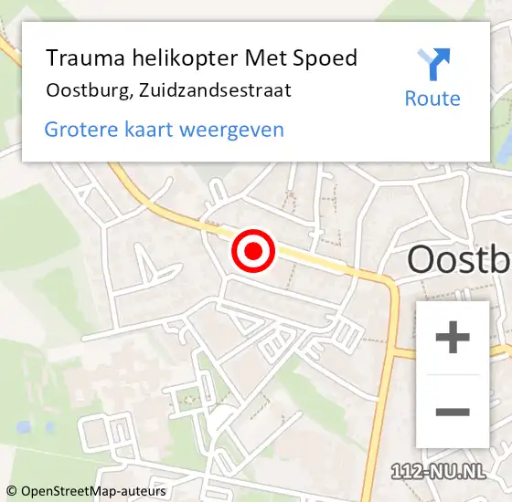 Locatie op kaart van de 112 melding: Trauma helikopter Met Spoed Naar Oostburg, Zuidzandsestraat op 10 april 2022 22:59