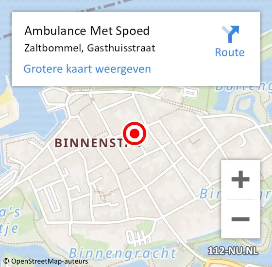 Locatie op kaart van de 112 melding: Ambulance Met Spoed Naar Zaltbommel, Gasthuisstraat op 10 april 2022 23:05