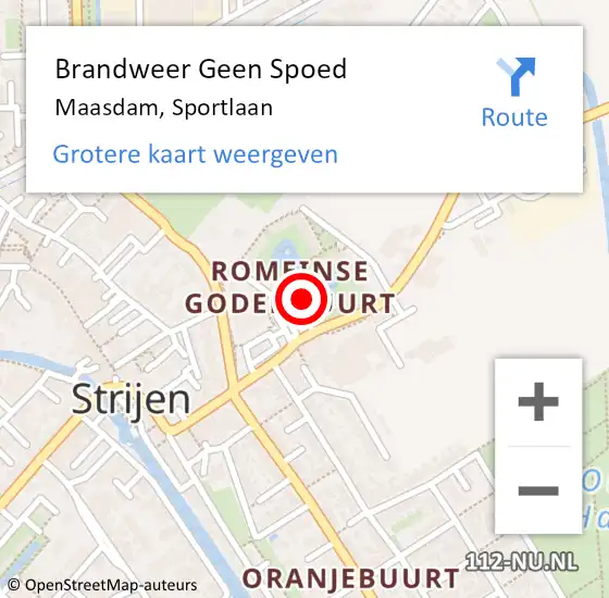 Locatie op kaart van de 112 melding: Brandweer Geen Spoed Naar Maasdam, Sportlaan op 10 april 2022 23:32