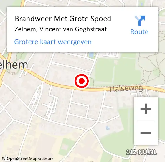 Locatie op kaart van de 112 melding: Brandweer Met Grote Spoed Naar Zelhem, Vincent van Goghstraat op 8 oktober 2013 09:40