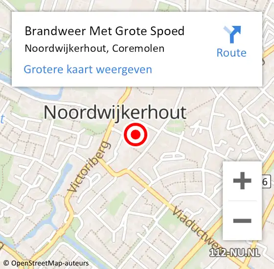 Locatie op kaart van de 112 melding: Brandweer Met Grote Spoed Naar Noordwijkerhout, Coremolen op 10 april 2022 23:40