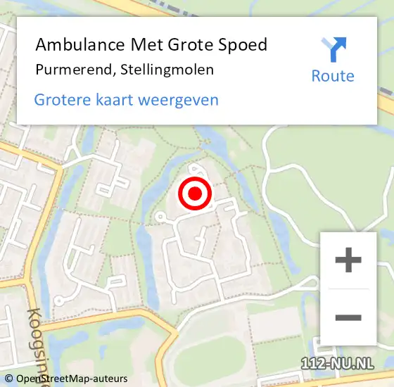 Locatie op kaart van de 112 melding: Ambulance Met Grote Spoed Naar Purmerend, Stellingmolen op 10 april 2022 23:53