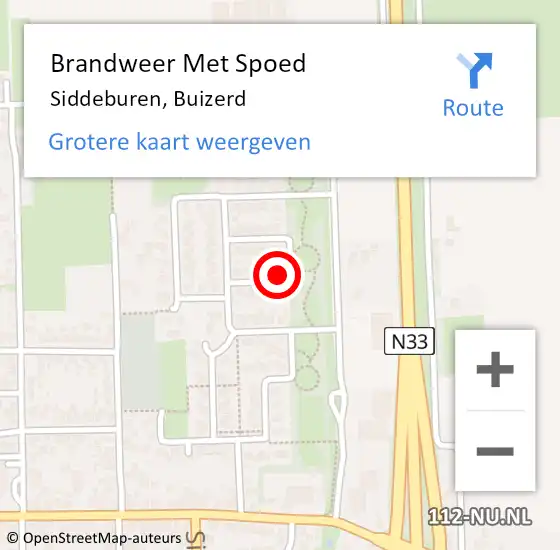 Locatie op kaart van de 112 melding: Brandweer Met Spoed Naar Siddeburen, Buizerd op 11 april 2022 00:08