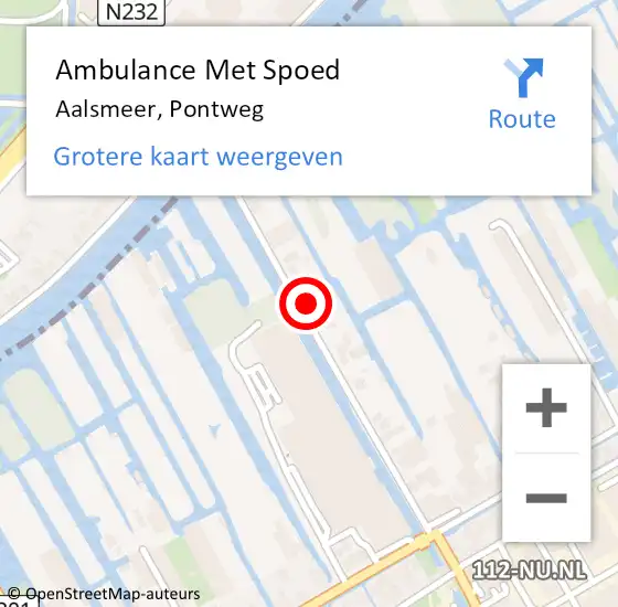 Locatie op kaart van de 112 melding: Ambulance Met Spoed Naar Aalsmeer, Pontweg op 11 april 2022 00:47