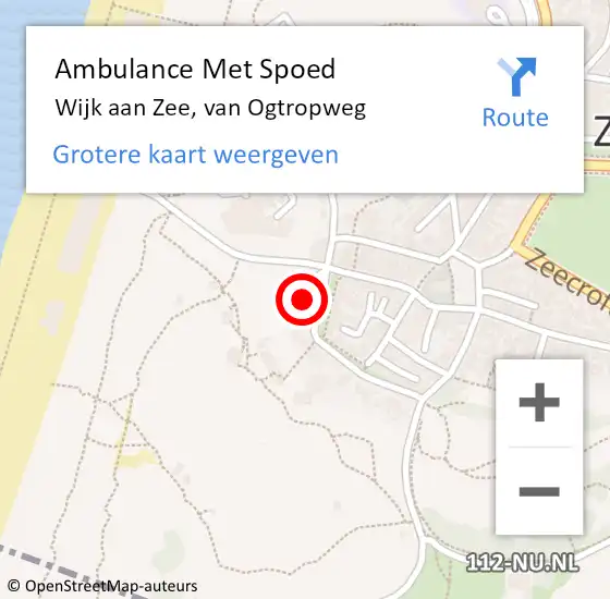 Locatie op kaart van de 112 melding: Ambulance Met Spoed Naar Wijk aan Zee, van Ogtropweg op 11 april 2022 00:48