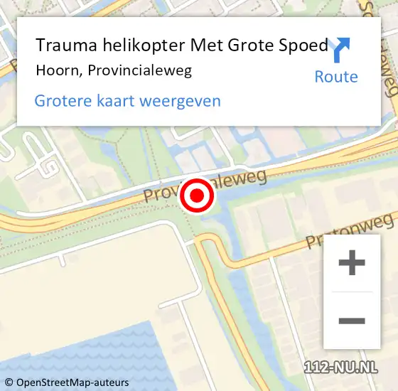 Locatie op kaart van de 112 melding: Trauma helikopter Met Grote Spoed Naar Hoorn, Provincialeweg op 11 april 2022 02:21