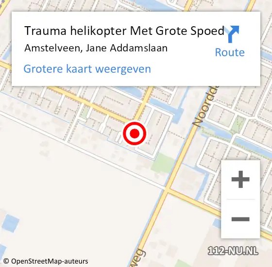 Locatie op kaart van de 112 melding: Trauma helikopter Met Grote Spoed Naar Amstelveen, Jane Addamslaan op 11 april 2022 02:50