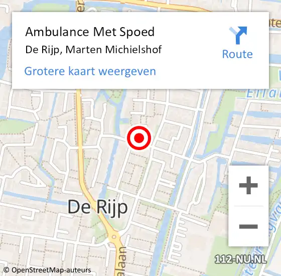 Locatie op kaart van de 112 melding: Ambulance Met Spoed Naar De Rijp, Marten Michielshof op 11 april 2022 03:08