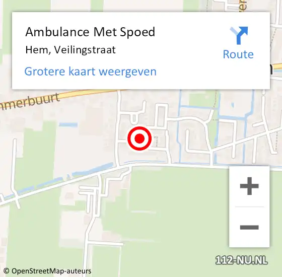 Locatie op kaart van de 112 melding: Ambulance Met Spoed Naar Hem, Veilingstraat op 11 april 2022 03:33