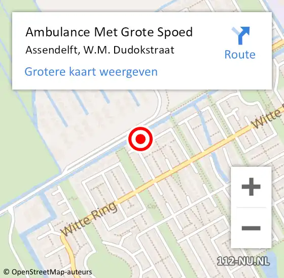 Locatie op kaart van de 112 melding: Ambulance Met Grote Spoed Naar Assendelft, W.M. Dudokstraat op 11 april 2022 04:22