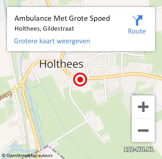 Locatie op kaart van de 112 melding: Ambulance Met Grote Spoed Naar Holthees, Gildestraat op 14 juli 2014 04:53