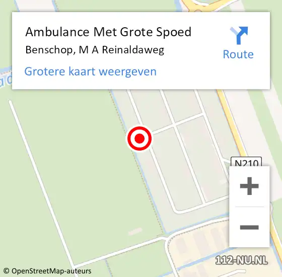 Locatie op kaart van de 112 melding: Ambulance Met Grote Spoed Naar Benschop, M A Reinaldaweg op 11 april 2022 05:57