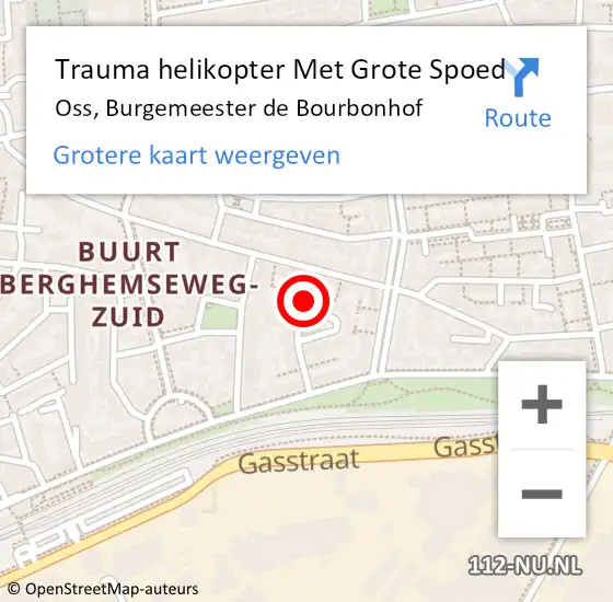 Locatie op kaart van de 112 melding: Trauma helikopter Met Grote Spoed Naar Oss, Burgemeester de Bourbonhof op 11 april 2022 06:10