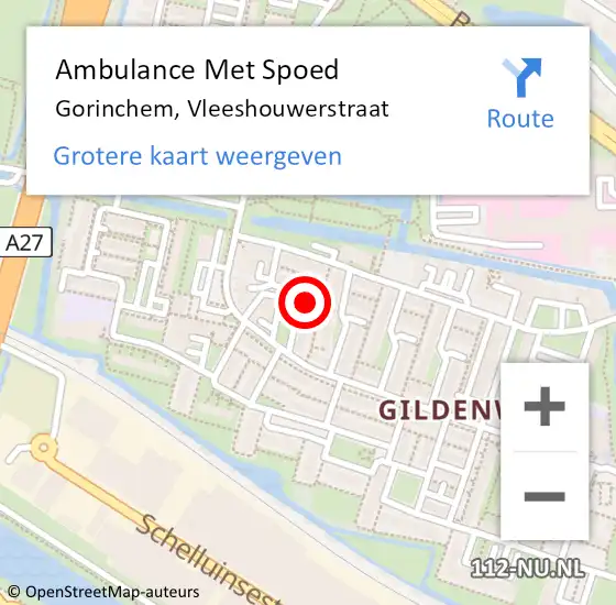 Locatie op kaart van de 112 melding: Ambulance Met Spoed Naar Gorinchem, Vleeshouwerstraat op 11 april 2022 06:29