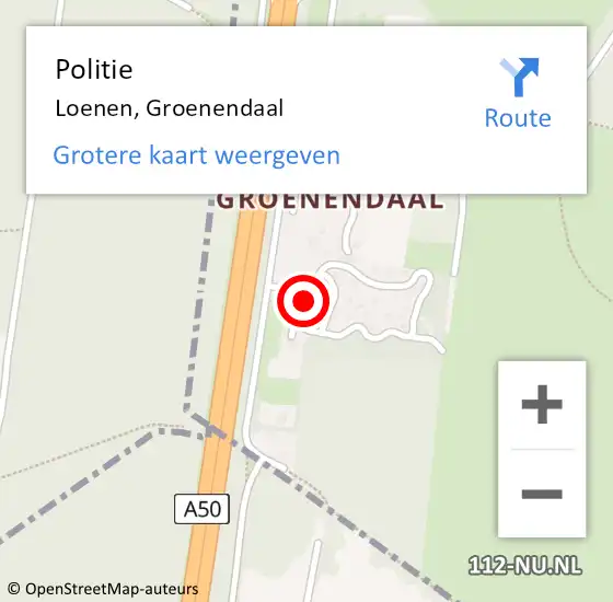 Locatie op kaart van de 112 melding: Politie Loenen, Groenendaal op 11 april 2022 06:40